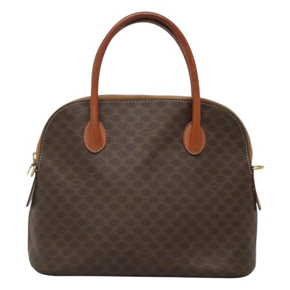 CELINE Macadam Canvas Hand Bag Pvc Leather Brown Gold - Picture 2 of 12